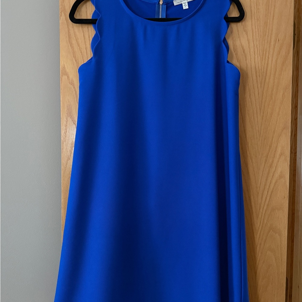 Elegant Blue Sleeveless Shift Dress